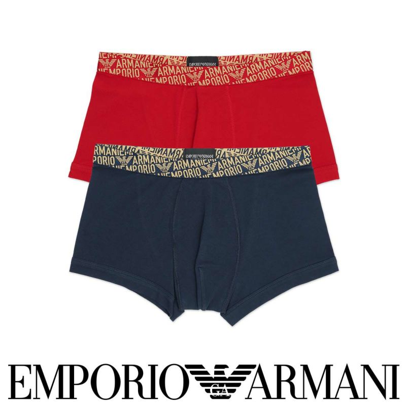 【2枚セット】EMPORIOARMANIエンポリオアルマーニALLOVERSHINYLOGOBANDTRUNKシャイニーロゴバンド前閉じボクサーパンツEUサイズメンズ下着男性紳士アンダーウェアプレゼントギフト54095980