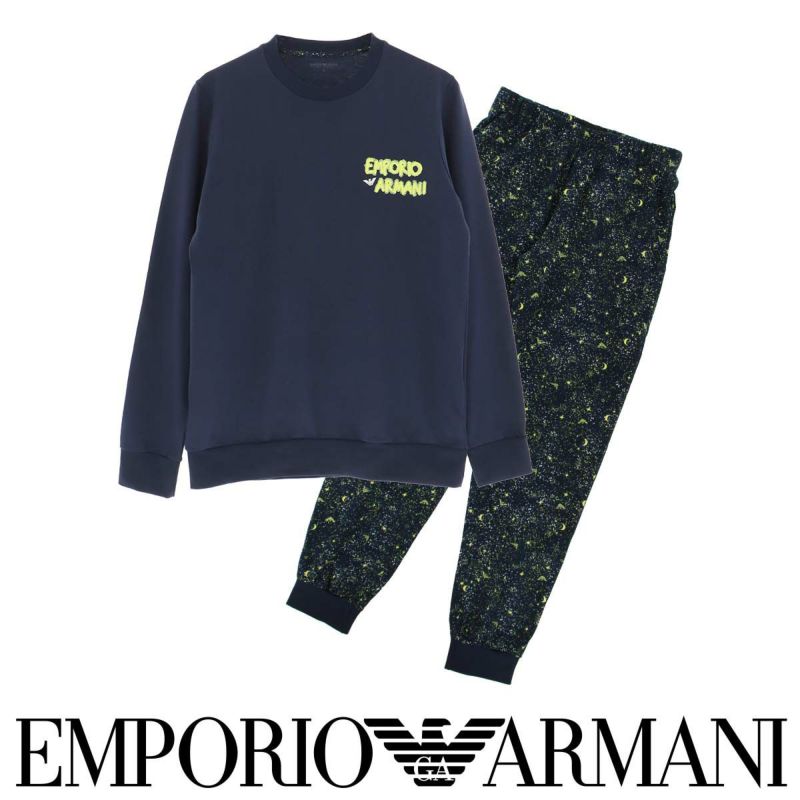 EMPORIOARMANIエンポリオアルマーニSPARKRINGSTARSPYJAMASストレッチコットンパジャマ部屋着上下セットオリジナル巾着バッグ付きEUサイズ男性メンズプレゼント無料ラッピングギフト54095964