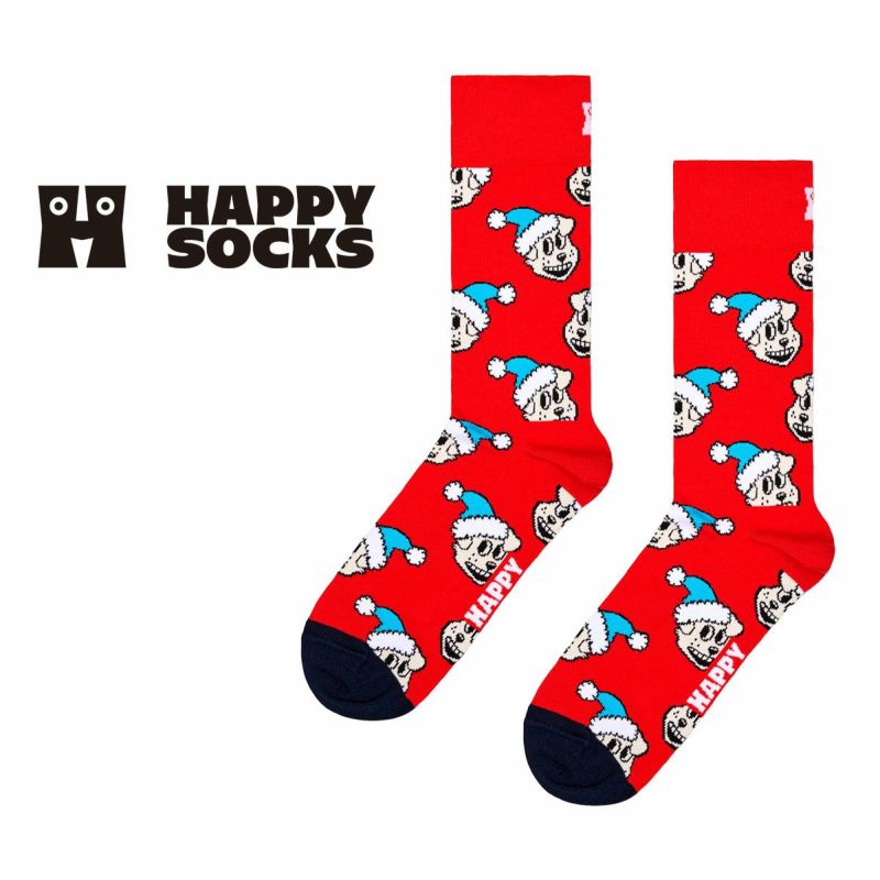 HappySocksハッピーソックスHolidayDoggoSock(ホリデードッグ)クルー丈ソックスユニセックスメンズ＆レディースプレゼント無料ラッピングギフト10240336