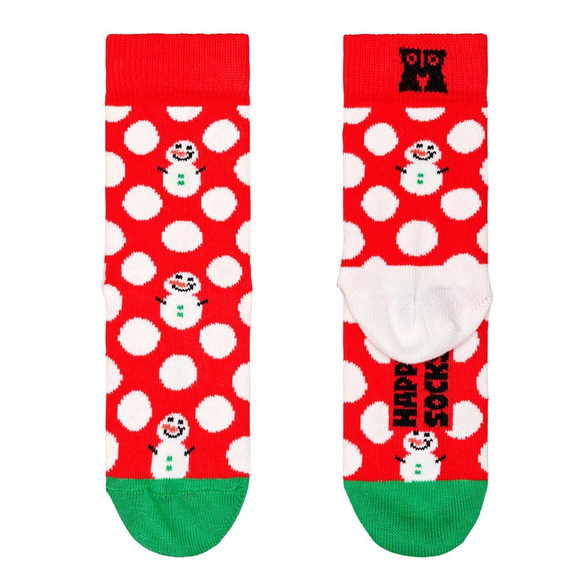 HappySocksハッピーソックスKidsBigDotSnowmanSock(キッズビッグドットスノーマン)kidssock子供クルー丈ソックス靴下KIDSジュニアキッズ12231019