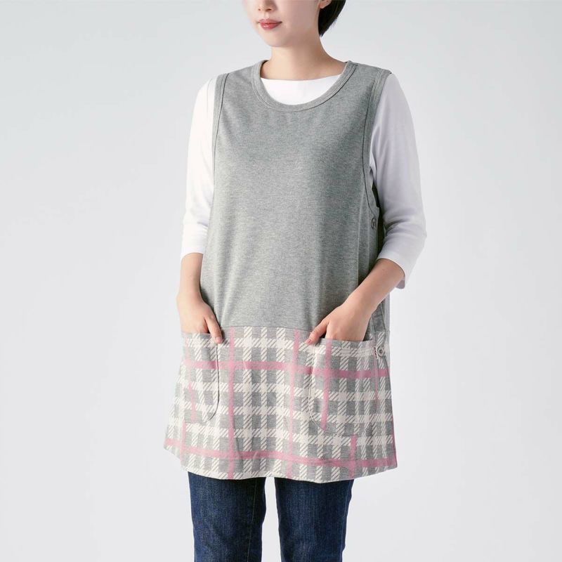 DAKS ダックス エプロン HOUSE CHECK柄 ニットジャガード 背付き