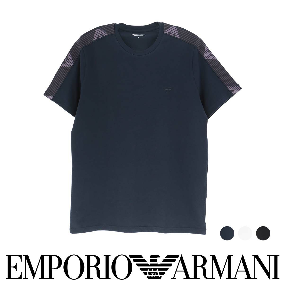 【最安値】 NECK CREW LOGOBAND TEXTURED ARMANI EMPORIO T-SHIRT T 半袖 トップス