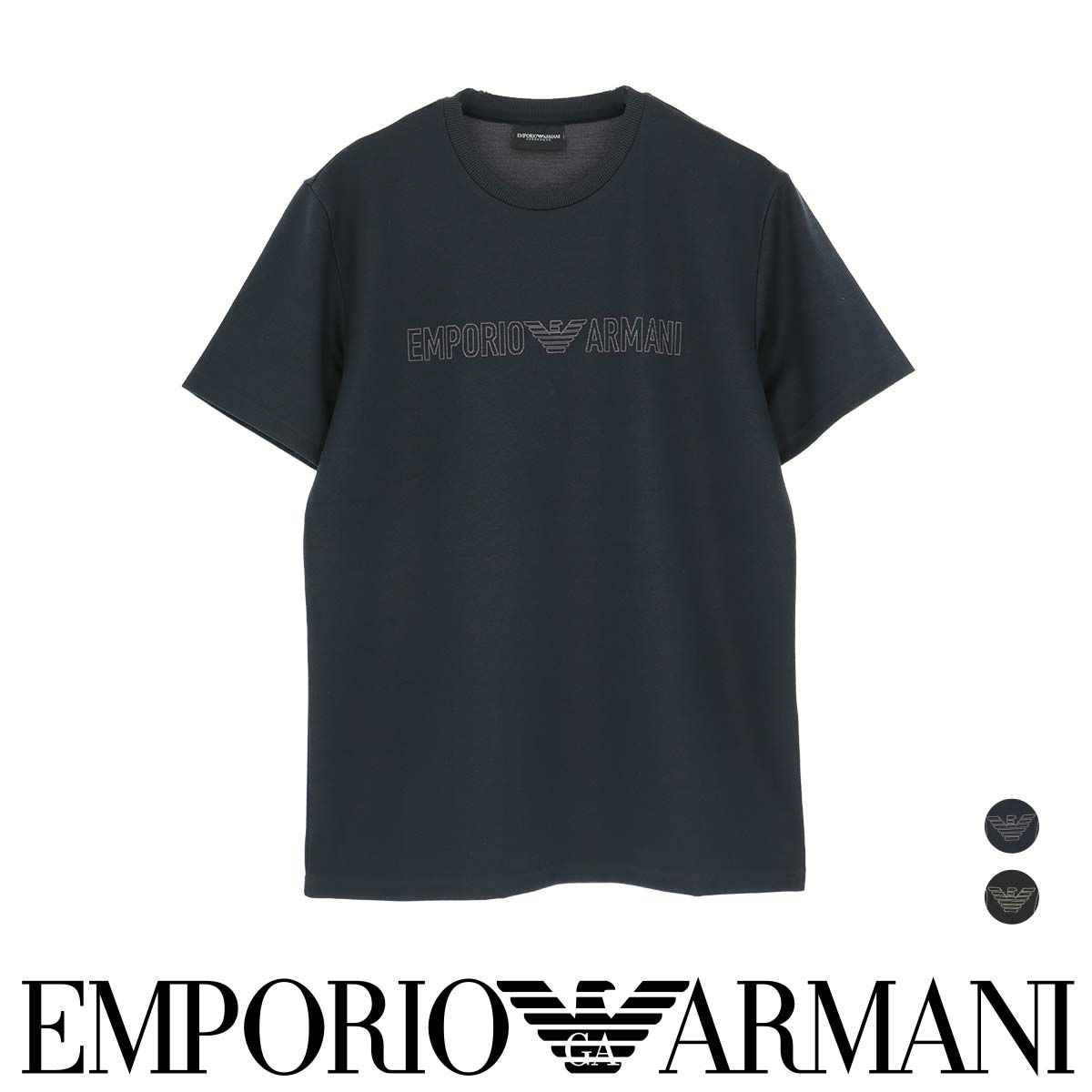 EMPORIO ARMANI TEXTURED LOGOBAND CREW NECK T-SHIRT 半袖 T