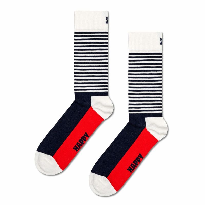 【4足セット】HappySocksハッピーソックスClassicNavy（クラシックネイビー）クルー丈ソックス靴下ユニセックスメンズ＆レディースプレゼント無料ラッピングギフト10203511