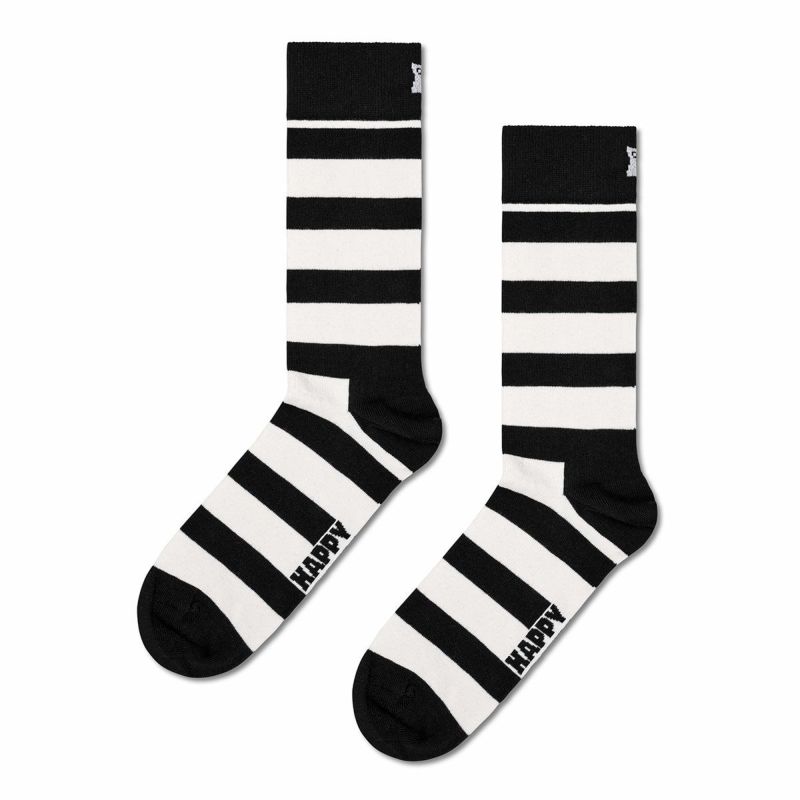 【4足セット】HappySocksハッピーソックスClassicBlack&White（クラシックブラックアンドホワイト）クルー丈ソックス靴下ユニセックスメンズ＆レディースプレゼント無料ラッピングギフト10203513