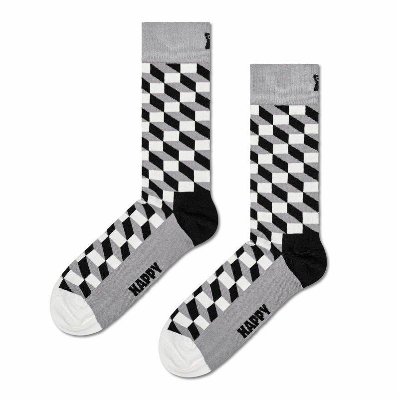 【4足セット】HappySocksハッピーソックスClassicBlack&White（クラシックブラックアンドホワイト）クルー丈ソックス靴下ユニセックスメンズ＆レディースプレゼント無料ラッピングギフト10203513