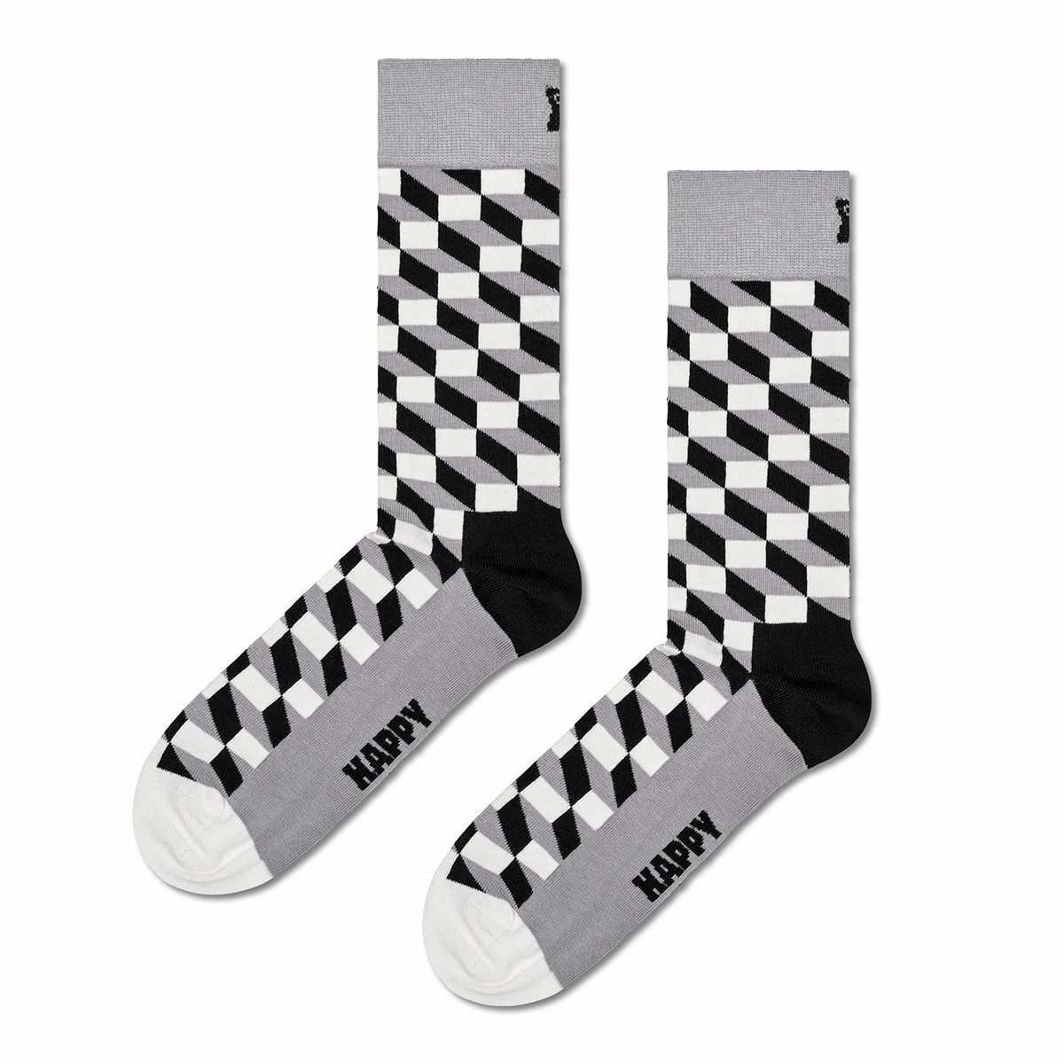 【4足セット】HappySocksハッピーソックスClassicBlack&White（クラシックブラックアンドホワイト）クルー丈ソックス靴下ユニセックスメンズ＆レディースプレゼント無料ラッピングギフト10203513