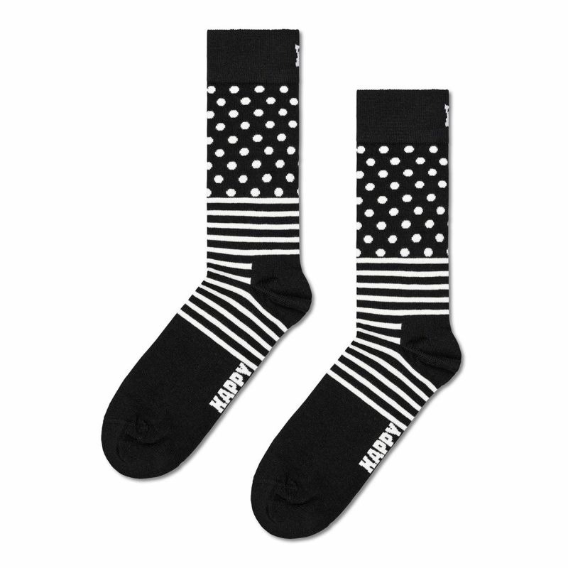 【4足セット】HappySocksハッピーソックスClassicBlack&White（クラシックブラックアンドホワイト）クルー丈ソックス靴下ユニセックスメンズ＆レディースプレゼント無料ラッピングギフト10203513