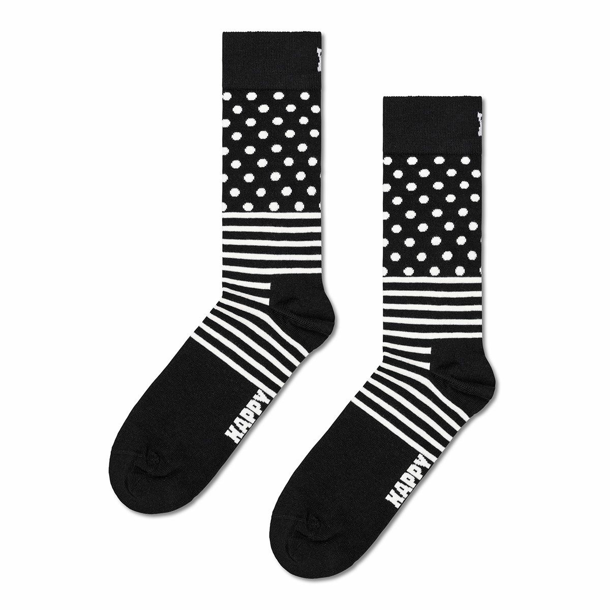 【4足セット】HappySocksハッピーソックスClassicBlack&White（クラシックブラックアンドホワイト）クルー丈ソックス靴下ユニセックスメンズ＆レディースプレゼント無料ラッピングギフト10203513