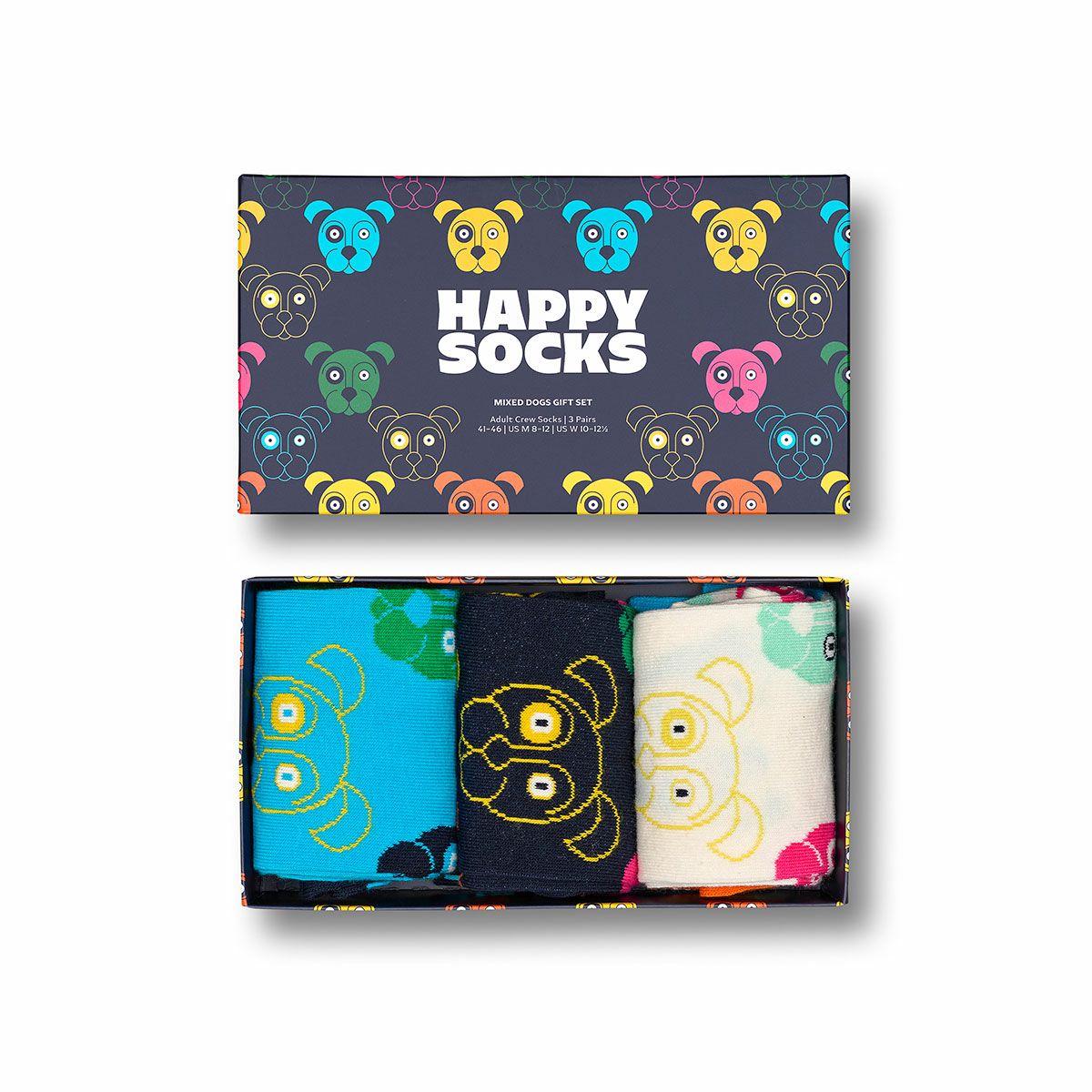 【3足セット】HappySocksハッピーソックスMixedDog（ミックスドッグ）クルー丈ソックス靴下ユニセックスメンズ＆レディースプレゼント無料ラッピングギフト10203514