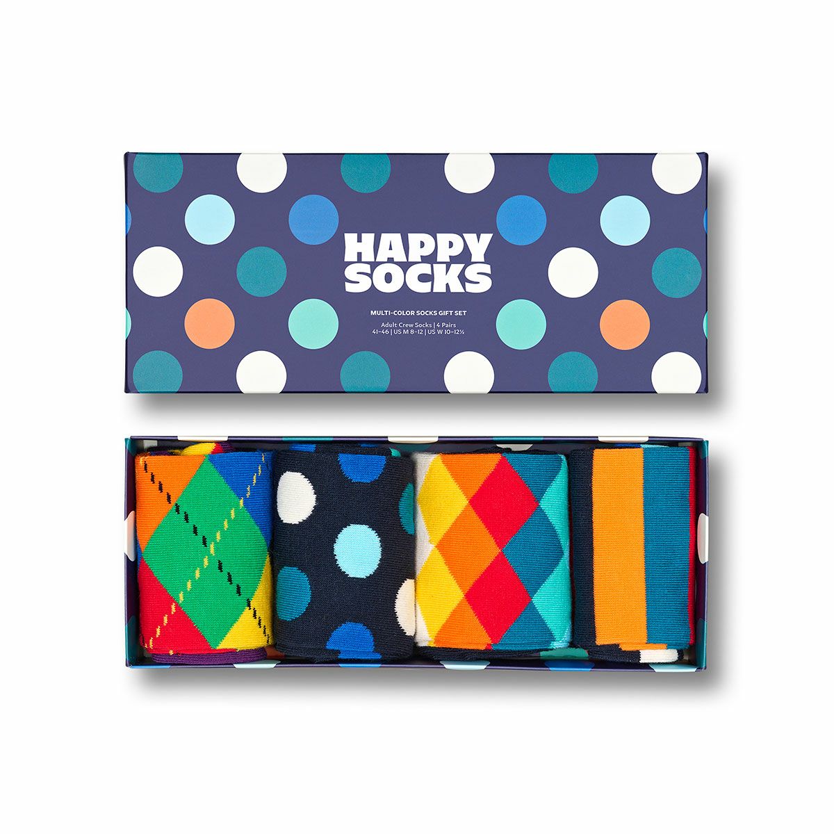 【4足セット】HappySocksハッピーソックスMulti-Color（マルチカラー）クルー丈ソックス靴下ユニセックスメンズ＆レディースプレゼント無料ラッピングギフト10203515