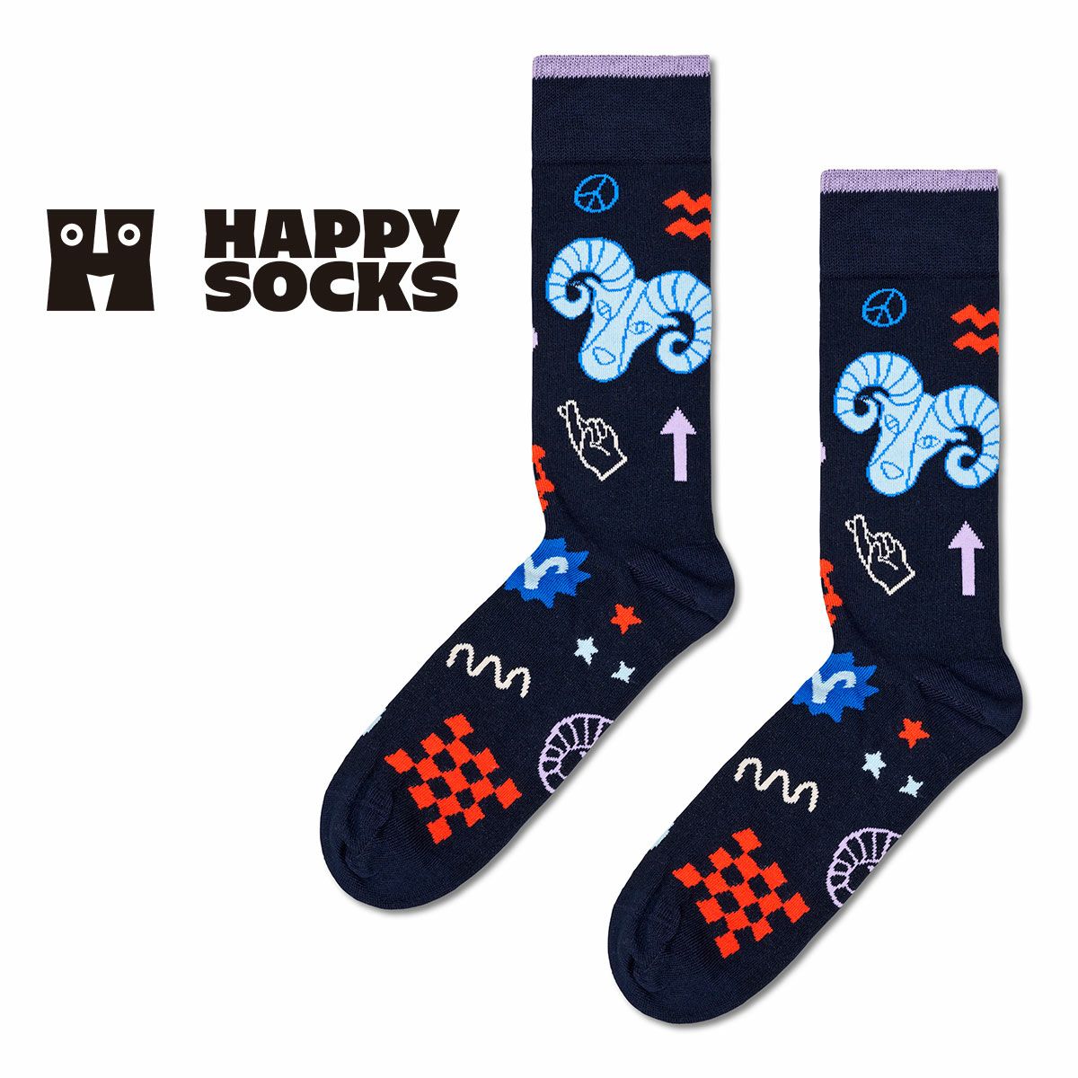 HappySocksハッピーソックスZodiacAries（アリエス）星座牡羊座クルー丈ソックス靴下ユニセックスメンズ＆レディースプレゼント無料ラッピングギフト10231116