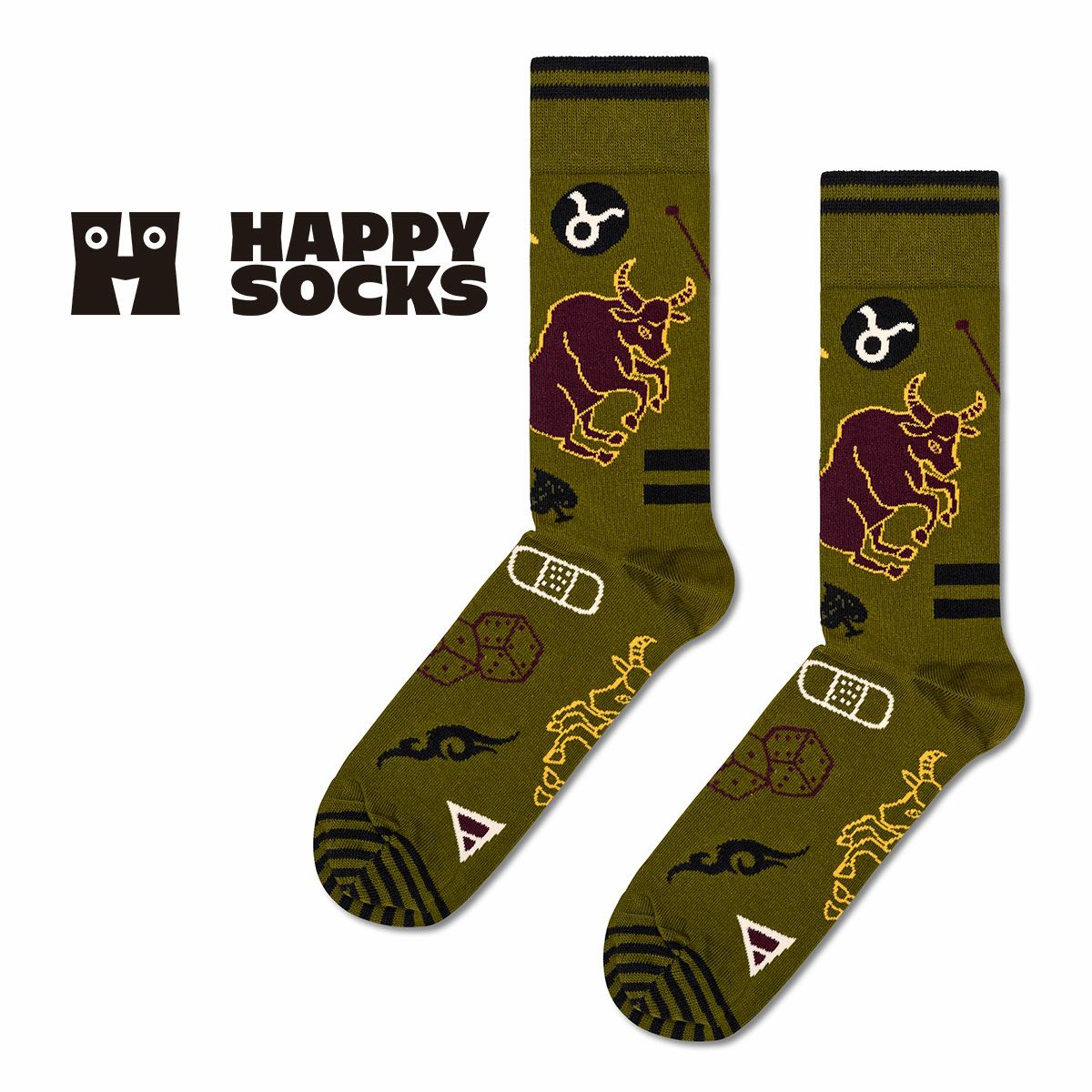 HappySocksハッピーソックスZodiacTaurus（トーラス）星座おうし座クルー丈ソックス靴下ユニセックスメンズ＆レディースプレゼント無料ラッピングギフト10231117