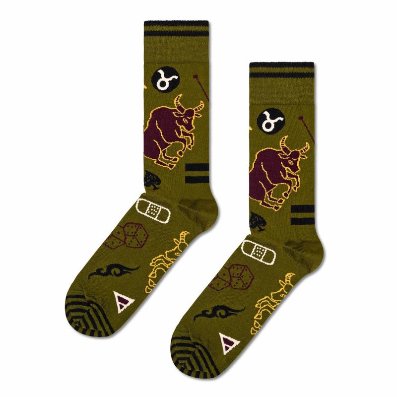 HappySocksハッピーソックスZodiacTaurus（トーラス）星座おうし座クルー丈ソックス靴下ユニセックスメンズ＆レディースプレゼント無料ラッピングギフト10231117