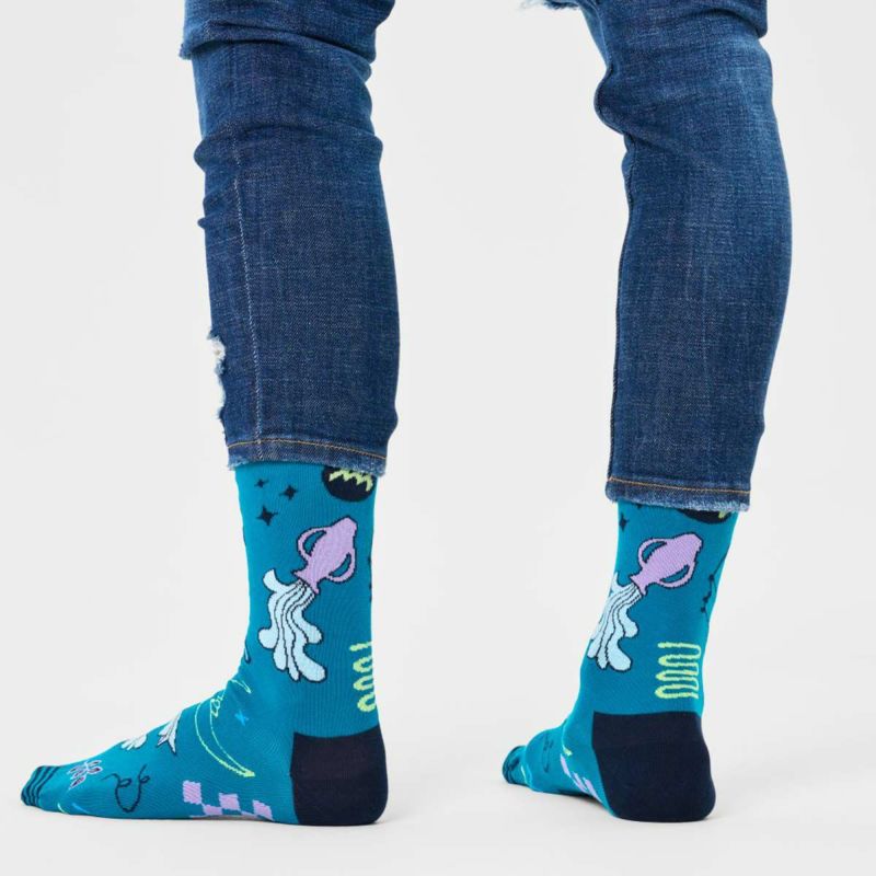 HappySocksハッピーソックスZodiacAquarius（アクエリアス）星座水瓶座クルー丈ソックス靴下ユニセックスメンズ＆レディースプレゼント無料ラッピングギフト10231126