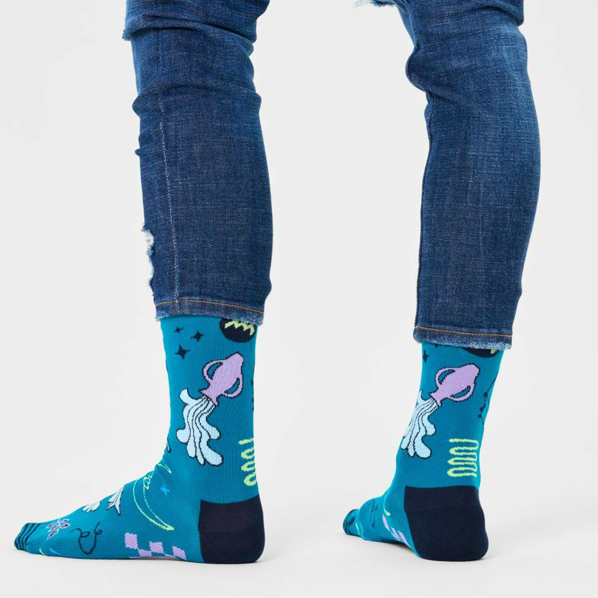 HappySocksハッピーソックスZodiacAquarius（アクエリアス）星座水瓶座クルー丈ソックス靴下ユニセックスメンズ＆レディースプレゼント無料ラッピングギフト10231126