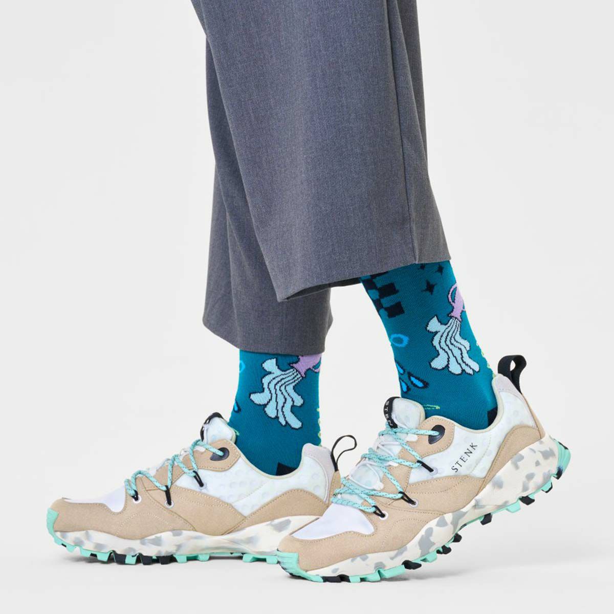 HappySocksハッピーソックスZodiacAquarius（アクエリアス）星座水瓶座クルー丈ソックス靴下ユニセックスメンズ＆レディースプレゼント無料ラッピングギフト10231126