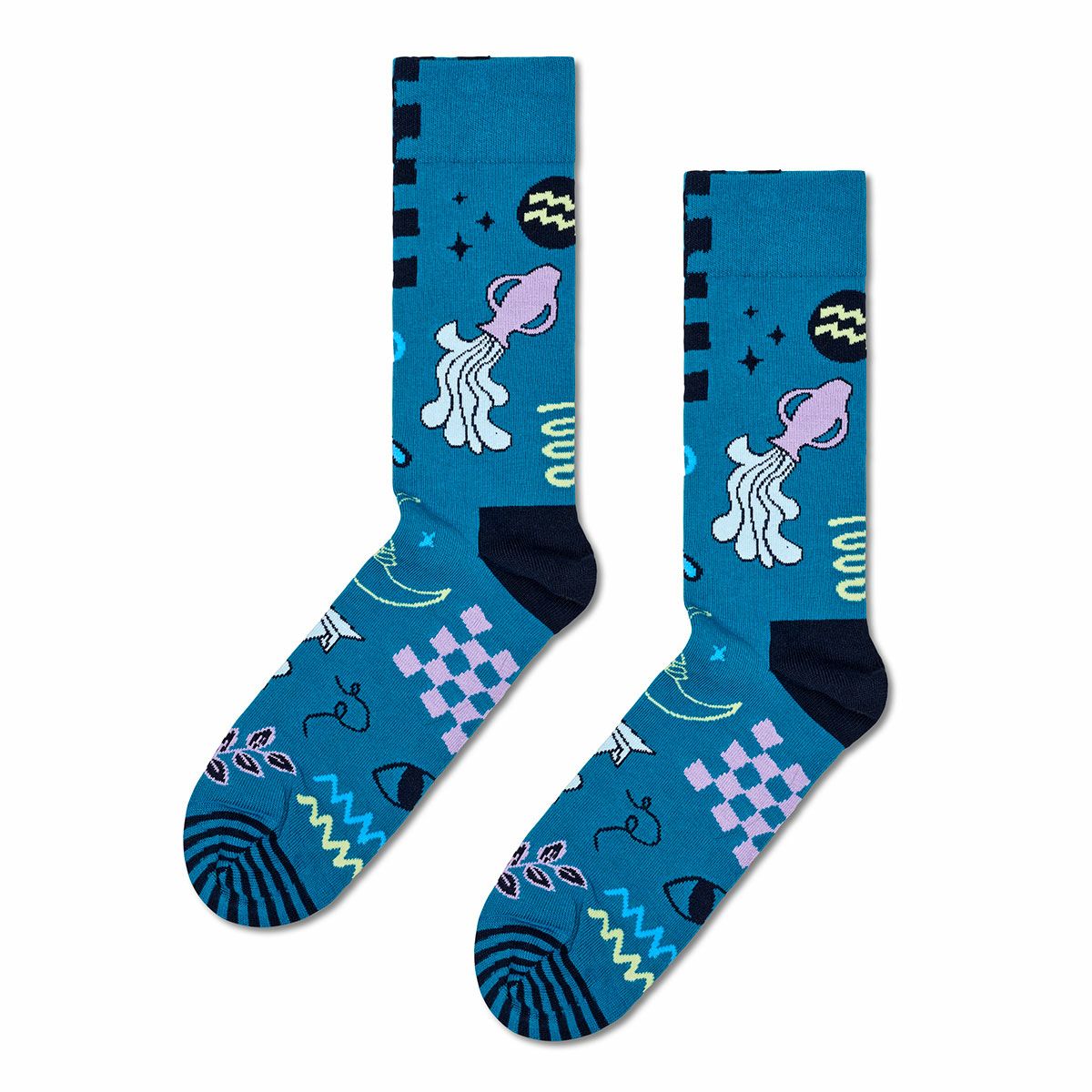 HappySocksハッピーソックスZodiacAquarius（アクエリアス）星座水瓶座クルー丈ソックス靴下ユニセックスメンズ＆レディースプレゼント無料ラッピングギフト10231126