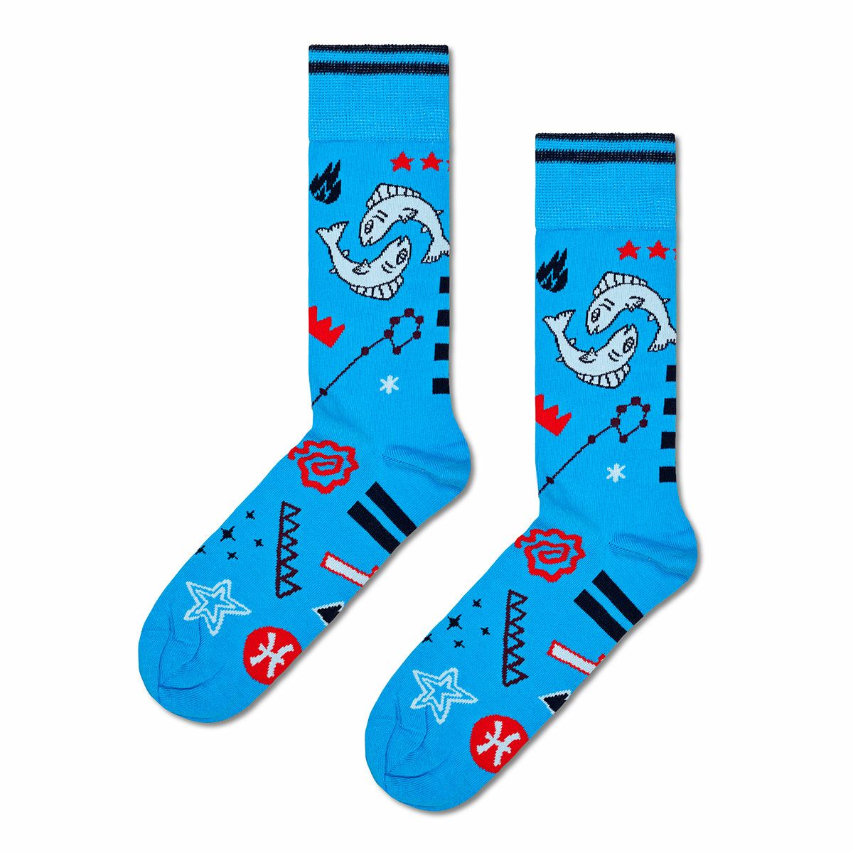 HappySocksハッピーソックスZodiacPisces（パイシーズ）星座うお座クルー丈ソックス靴下ユニセックスメンズ＆レディースプレゼント無料ラッピングギフト10231127