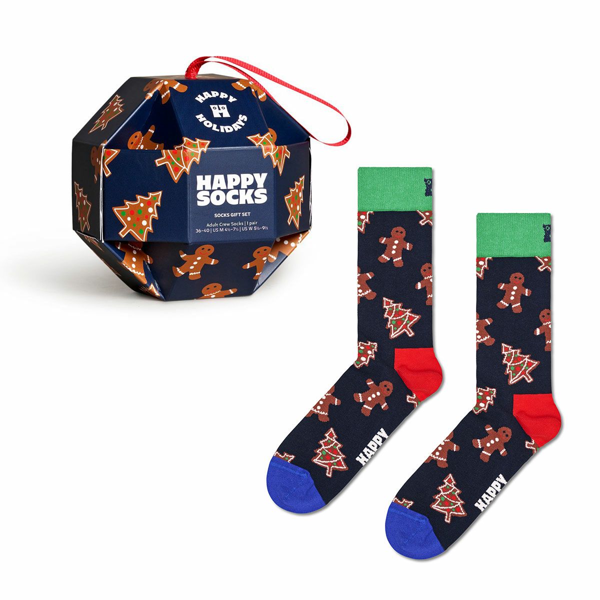 【1足】HappySocksハッピーソックスGingerbreadCookies（ジンジャーブレッドクッキー）ギフトボックスクルー丈ソックス靴下ユニセックスメンズ＆レディースプレゼント無料ラッピングギフト10233013