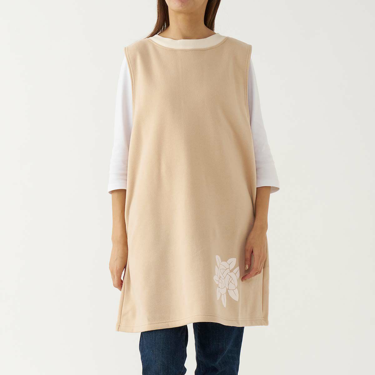 LANVIN COLLECTION ランバン コレクション 裏起毛 ポリエステル100％ 後ろボタン 背付き フェリシテローズ柄 セツキ エプロン レディース 70044018