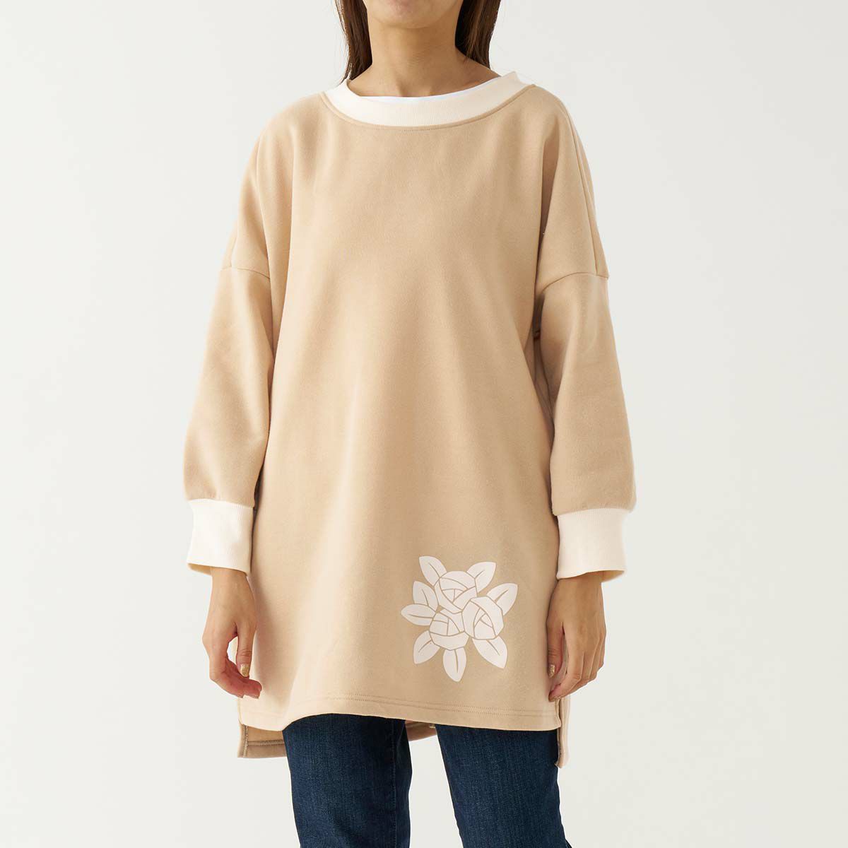 LANVIN COLLECTION ランバン コレクション 裏起毛 ポリエステル100％ 後ボタン 割烹着 フェリシテローズ柄 かっぽう着 カッポー スモック エプロン レディース 70044019