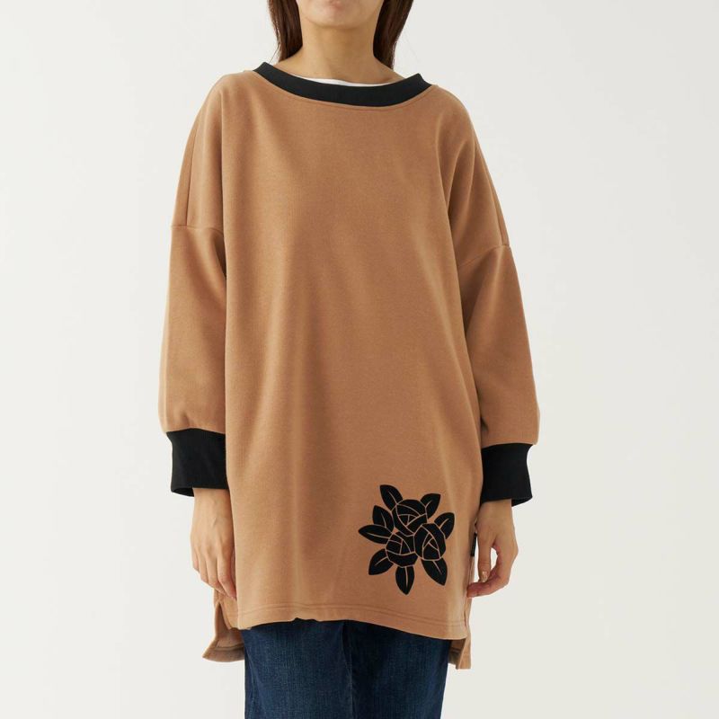 LANVIN COLLECTION ランバン コレクション 裏起毛 ポリエステル100％ 後ボタン 割烹着 フェリシテローズ柄 かっぽう着 カッポー スモック エプロン レディース 70044019