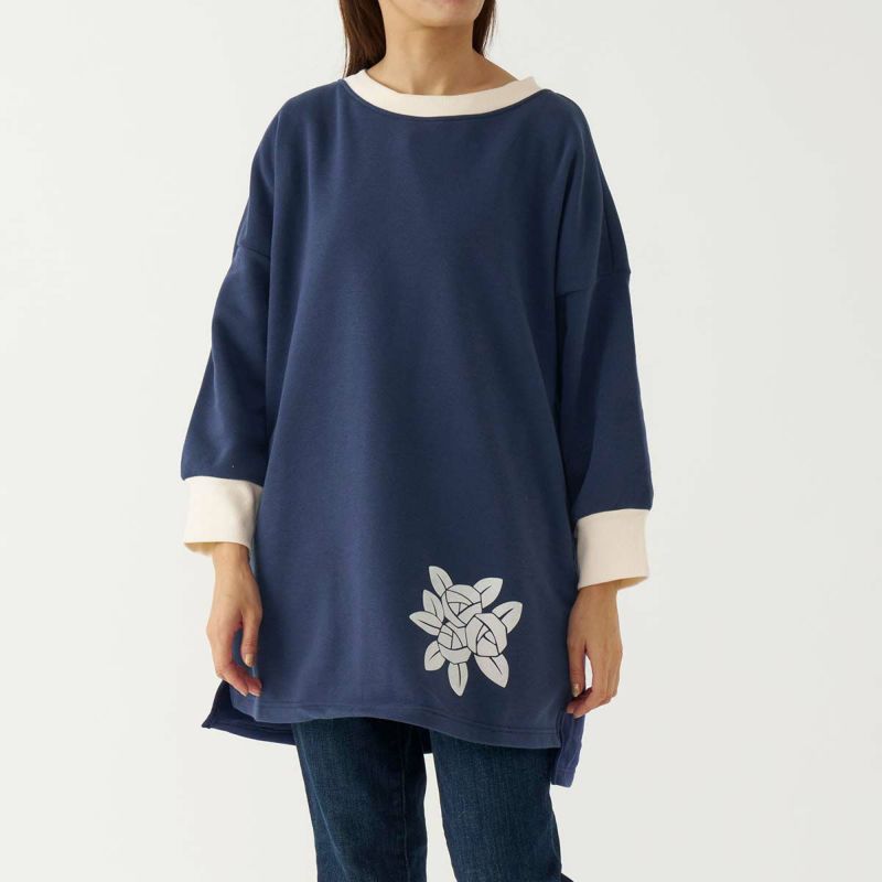 LANVIN COLLECTION ランバン コレクション 裏起毛 ポリエステル100％ 後ボタン 割烹着 フェリシテローズ柄 かっぽう着 カッポー スモック エプロン レディース 70044019