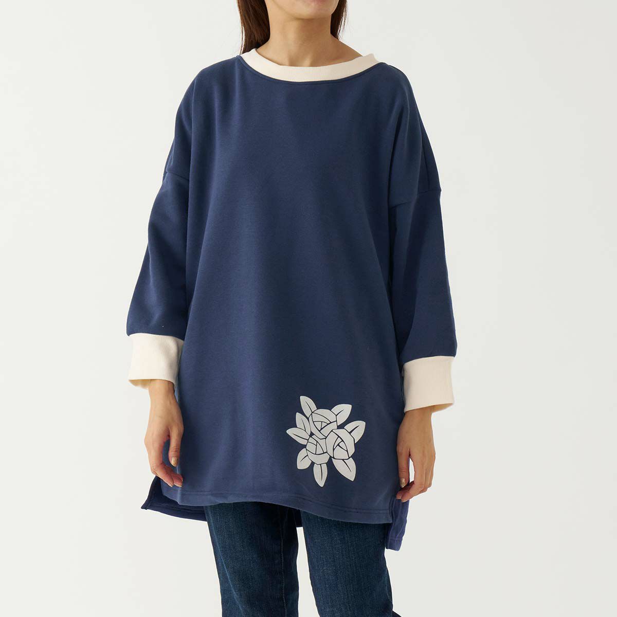 LANVIN COLLECTION ランバン コレクション 裏起毛 ポリエステル100％ 後ボタン 割烹着 フェリシテローズ柄 かっぽう着 カッポー スモック エプロン レディース 70044019