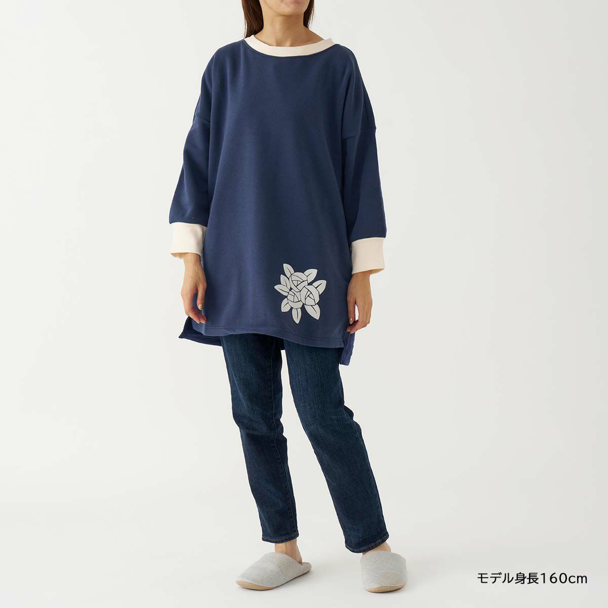 LANVIN COLLECTION ランバン コレクション 裏起毛 ポリエステル100％ 後ボタン 割烹着 フェリシテローズ柄 かっぽう着 カッポー スモック エプロン レディース 70044019