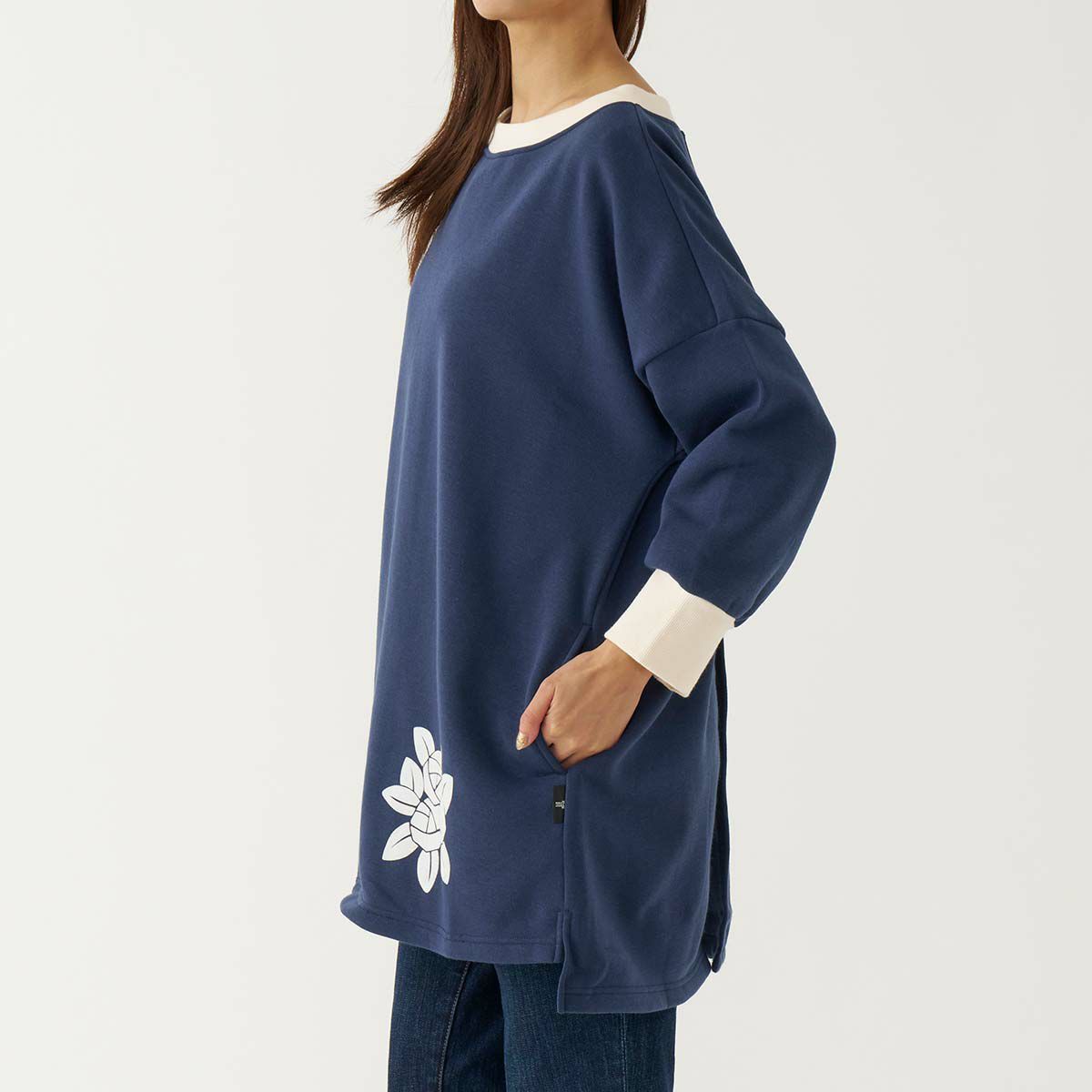 LANVIN COLLECTION ランバン コレクション 裏起毛 ポリエステル100％ 後ボタン 割烹着 フェリシテローズ柄 かっぽう着 カッポー スモック エプロン レディース 70044019